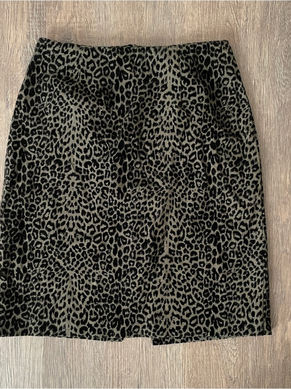 Vintage Leopard Print A-Line Above the Knee Skirt - Black and Olive